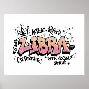 Poster Libra Zódíaco Grafite 