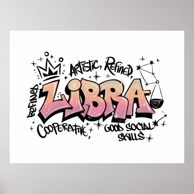 Poster Libra Zódíaco Grafite  (Frente)