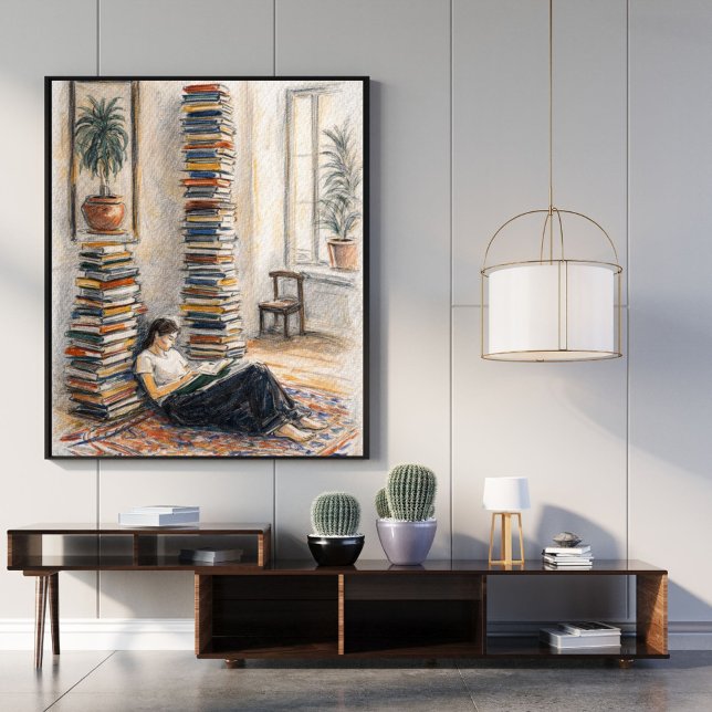 Poster Library art | book stack | reader gift (Criador carregado)