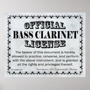 Póster Licença Bass Clarinet