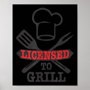 Poster Licença Engraçada Para Grelha De Pai De Carne De C
