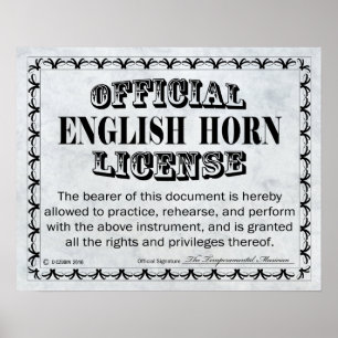 Póster Licença Inglesa Horn