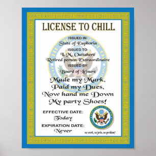 Poster Licença refrigerar o certificado da aposentadoria