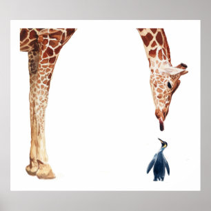 Poster "Licker com aguarela do girafa do pinguim"