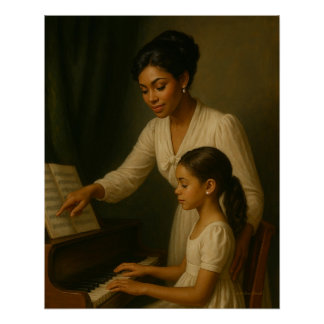 Póster Lições De Piano Filha-Mãe Nostálgicas Elegantes