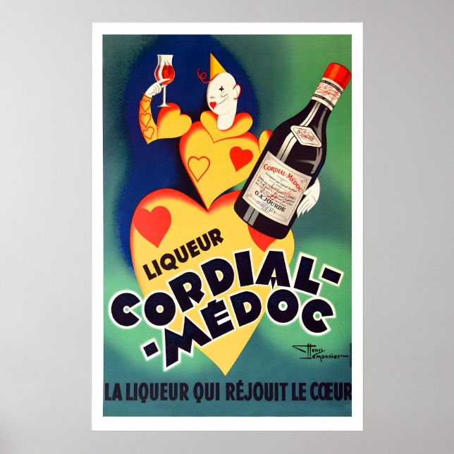 Poster Licor Medoc Licor Champanhe Álcool Bebida Comida (Frente)