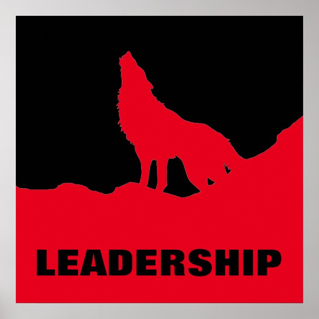 Poster Liderança de Pop de Arte Motivativa Wolf Black Red (Frente)