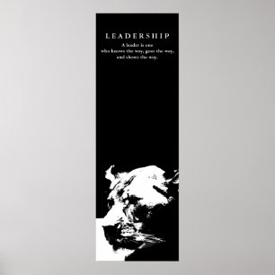 Póster Liderança Motivativa Lion Black White, fêmea