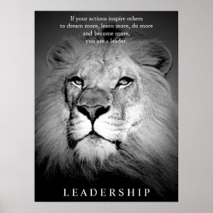 Poster Liderança Motivativa Lion Preta e Branca