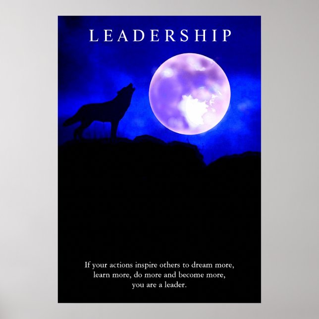 Póster Liderança Motivativa Wolf Blue Night Fulmoon (Frente)