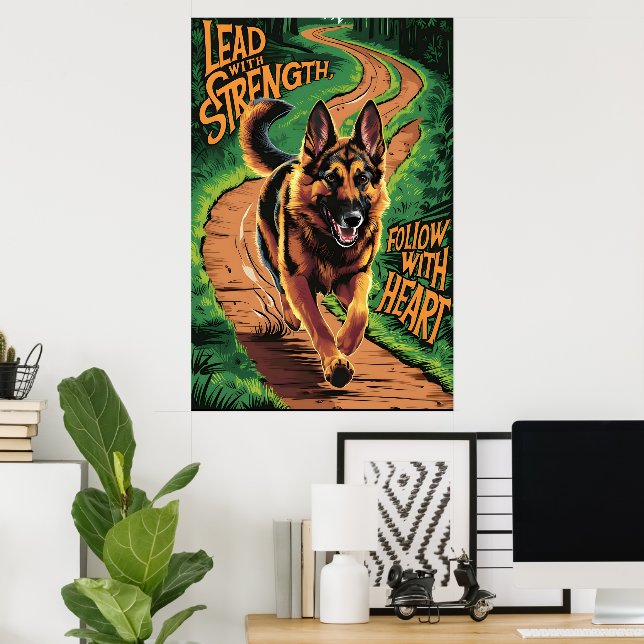 Poster Líderes de german shepherd com força (Escritório em casa)