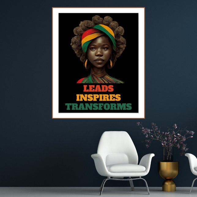Póster Líderes, Inspiradores, Transforma o Mês da Históri (Leads, Inspires, Transforms Black History Month Poster)