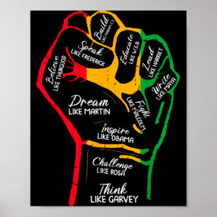 Poster Líderes negros inspiradores punho fechado mão pret