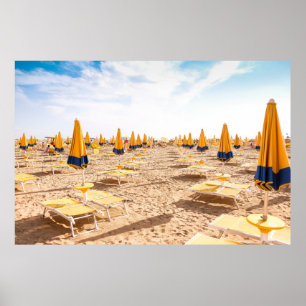 POSTER LIDO DI JESOLO, ITALIA - SUNLOUNGERS NA PRAIA