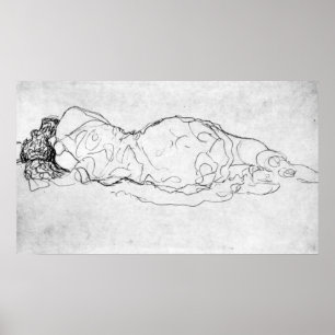 Póster Liegende, figura traseira por Gustavo Klimt