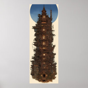 Póster Lienzo vintag Torre Castle Casa da Lua