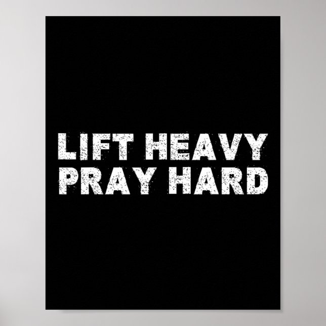 Poster Lift Heavy Pray Hard Fitness Bodybuilding Jesus Fa (Frente)