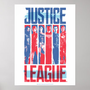 Poster Liga da Justiça Blue & Red Group Pop Art
