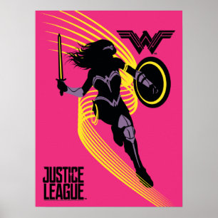 Póster Liga da Justiça  Ícone de Silhueta de Mulher Mar