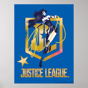 Póster Liga da Justiça Mulher Maravilha Logotipo JL Pop
