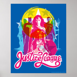 Póster Liga da Justiça  Pop Art. de grupos e logotipos