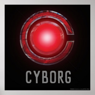 Poster Liga da Justiça Símbolo Cyborg brilhante
