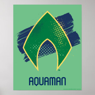 Póster Liga da Justiça  Símbolo de Aquaman Pincel e Mei