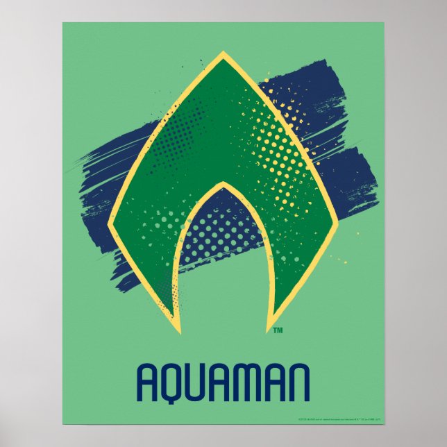 Póster Liga da Justiça | Símbolo de Aquaman Pincel e Meio (Frente)