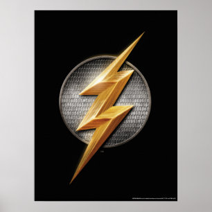 Poster Liga da Justiça   Símbolo de Bolt Metálico Flash