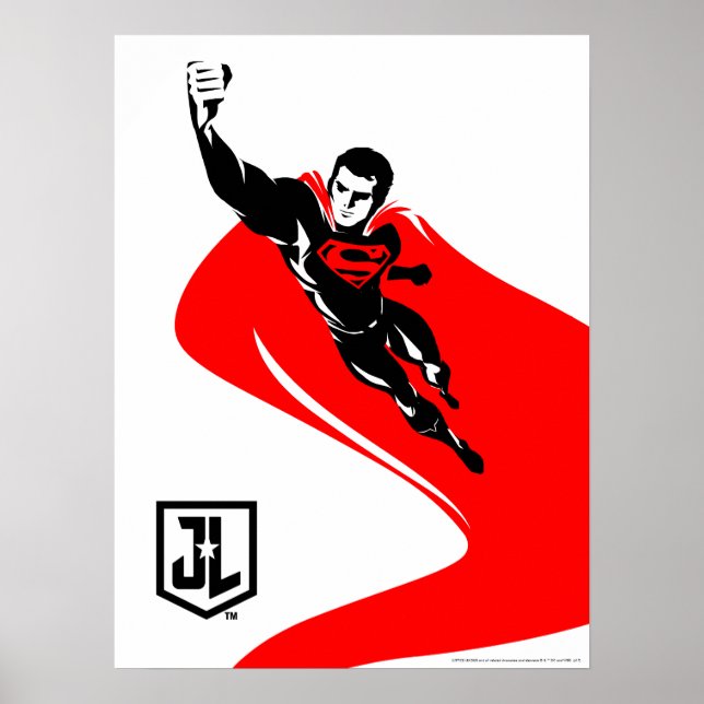 Poster Liga da Justiça | Superman Flying Noir Pop Art (Frente)