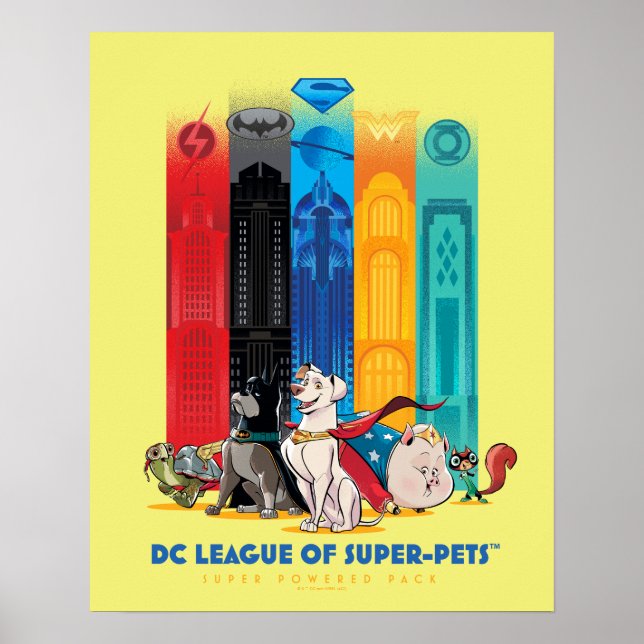 Poster Liga DC das Torres de Metrópolis de Super Pets (Frente)