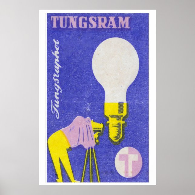 Poster Light Bulb & Camera Matchbox Art Print, Hungarian (Frente)
