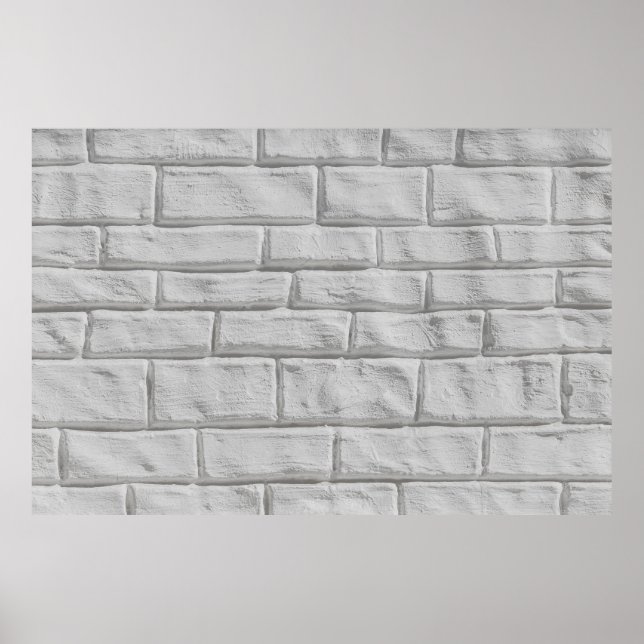 Poster Light gray or white brick wall surface texture bac (Frente)