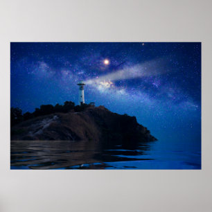 Poster Lighthouses   Starry Night Lighthouse