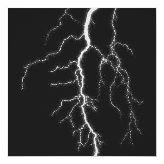 Póster  lightning bolt from sky in neon white style (Frente)