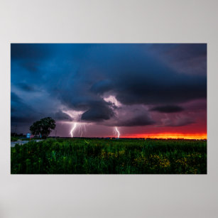 Poster Lightning Bolts and Firefly no Sunset em Oklahoma