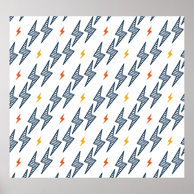 Poster Lightning Bolts Doodle Seamless Flash (Frente)