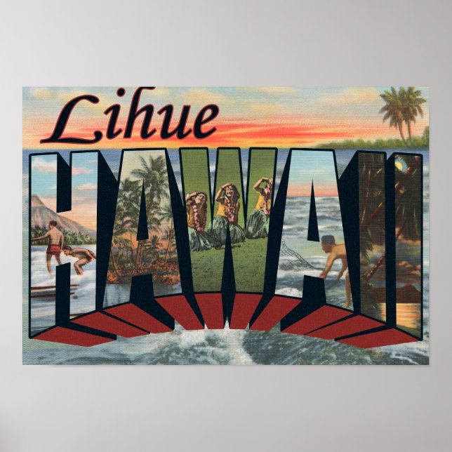 Poster Lihue, HawaiiLarge - Letra ScenesLihue, HI (Frente)