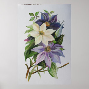 Poster Lilac Clematis Vine - Pintura em acrílico