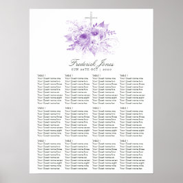 Poster Lilac e Floral Prateado Batismo ou Baptismo