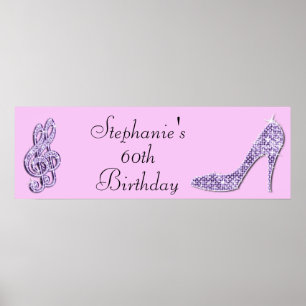 Póster Lilac Music Note e Stiletto 60th Birthday