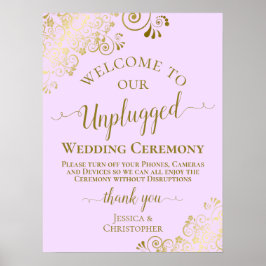 Poster Lilac Purple e Dourada Cerimônia de Casamento Desp