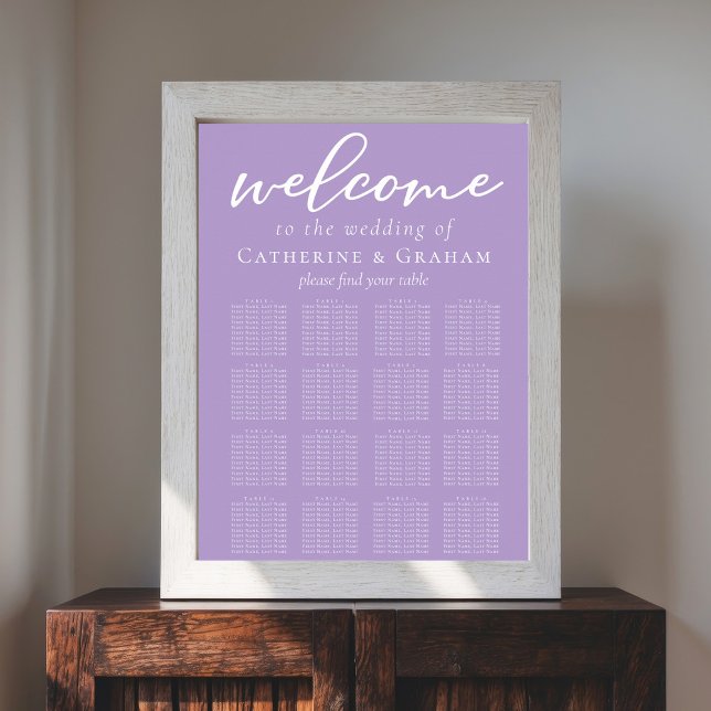 Poster Lilac Purple Weding Mínimalist Seating Chart (Gráf (Criador carregado)