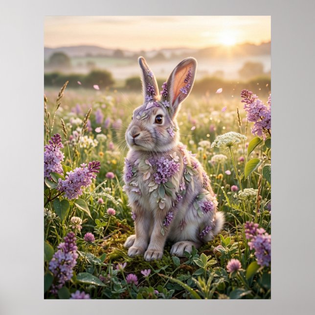 Poster Lilac Rabbit Morning Meadow (Frente)
