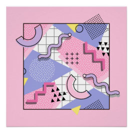 Póster Lilac Rosa Ativo do anos 80 Memphis