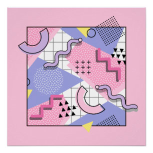 Póster Lilac Rosa Ativo do anos 80 Memphis