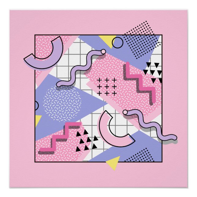 Póster Lilac Rosa Ativo do anos 80 Memphis (Frente)