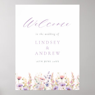 Poster Lilac Wildflower Wedding Welcome