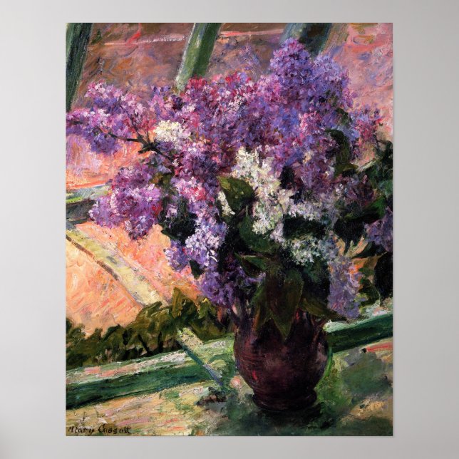Poster Lilacs em uma janela por Mary Cassatt (Frente)