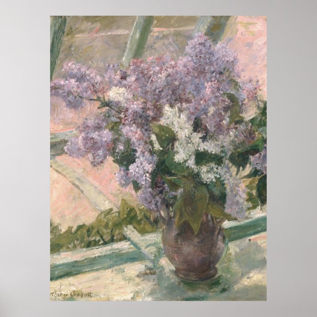 Poster Lilacs em Window por Mary Cassatt American Painter (Frente)